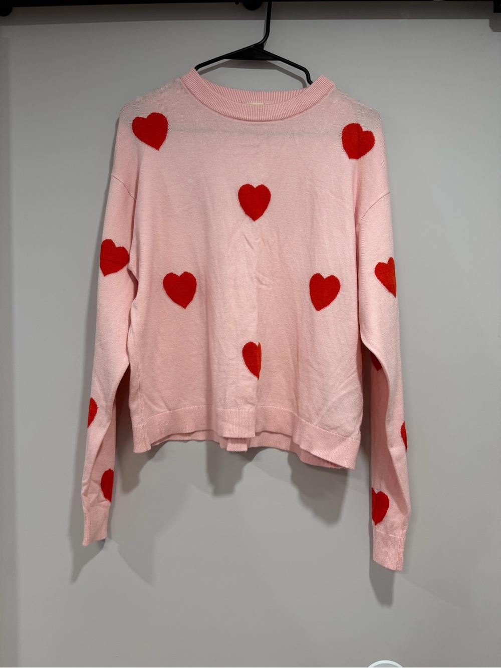 Pink Sweater with Red Hearts